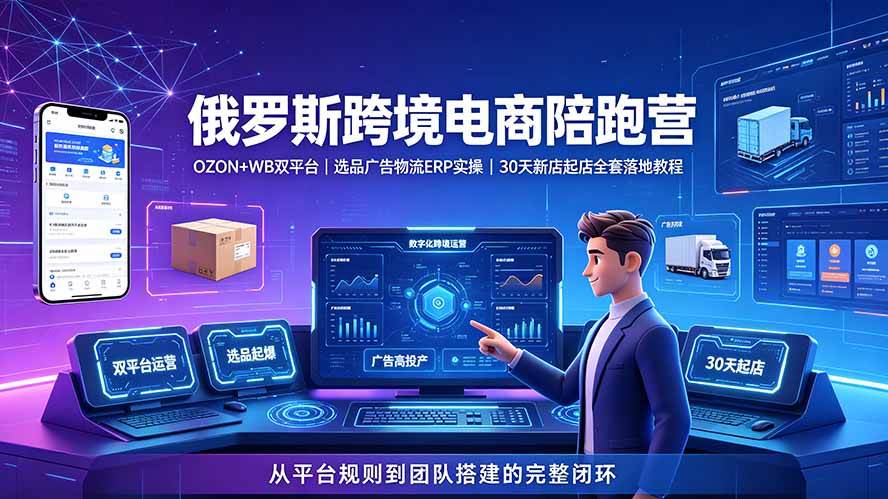 （19371期）2026俄罗斯跨境电商陪跑营：OZON+WB双平台｜选品广告物流ERP实操｜30天新店起店全套落地教程 - 52网创-52网创