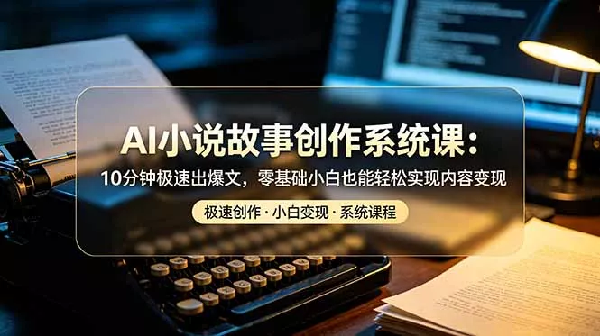 AI小说故事创作系统课：10分钟极速出爆文，零基础小白也能轻松实现内容变现 - 52网创-52网创
