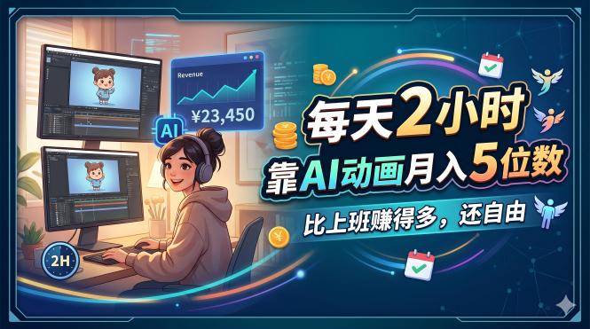 （18051期）每天 2 小时，靠 AI 动画月入 5 位数，比上班赚得多，还自由 - 52网创-52网创