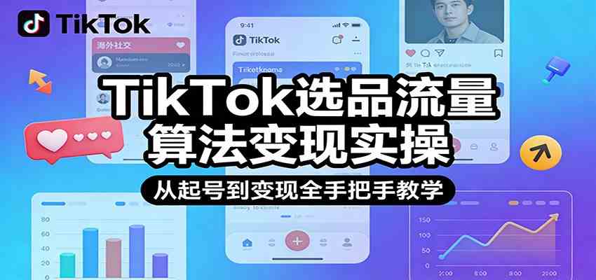 TikTok选品流量算法变现实操，从起号到变现全手把手教学-52网创
