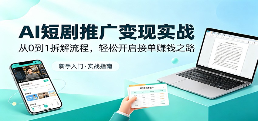 AI短剧推广变现实战：从0到1拆解流程，轻松开启接单赚钱之路 - 52网创-52网创