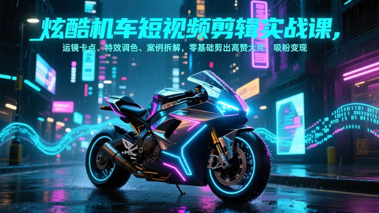 （17304期）炫酷机车短视频剪辑实战课，运镜卡点、特效调色、案例拆解，零基础剪出高赞大片，吸粉变现 - 52网创-52网创