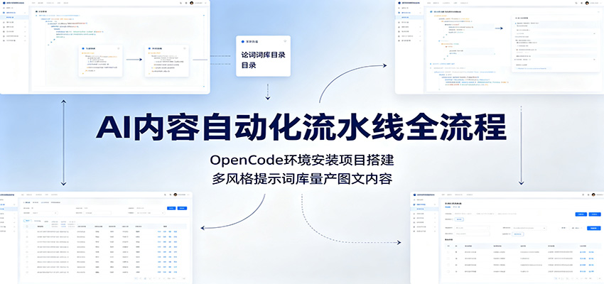 AI内容自动化流水线全流程：OpenCode环境安装项目搭建，多风格提示词库量产图文内容 - 52网创-52网创