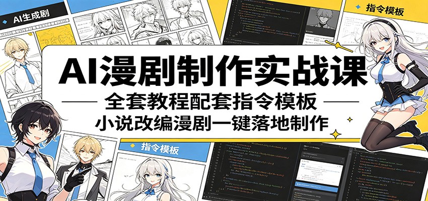 AI漫剧制作实战课：全套教程配套指令模板，小说改编漫剧一键落地制作 - 52网创-52网创