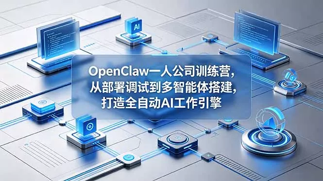 OpenClaw 一人公司训练营，从部署调试到多智能体搭建，打造全自动 AI 工作引擎-52网创
