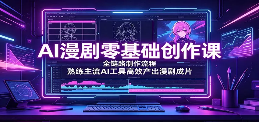 AI漫剧零基础创作课：全链路制作流程，熟练主流AI工具高效产出漫剧成片 - 52网创-52网创