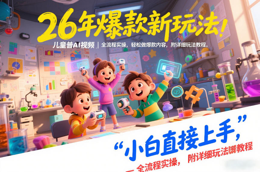 26年爆款新玩法，儿童科普AI视频，全流程实操，轻松做爆款内容，小白直接上手，附详细玩法教程 - 52网创-52网创