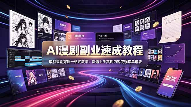 （19157期）AI漫剧副业速成教程，取材编剧剪辑一站式教学；快速上手实现内容变现接单增收 - 52网创-52网创