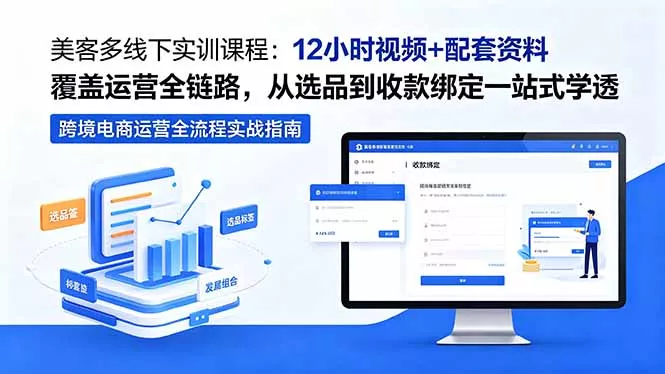 美客多线下实训课程：12小时视频+配套资料覆盖运营全链路，从选品到收款绑定一站式学透 - 52网创-52网创