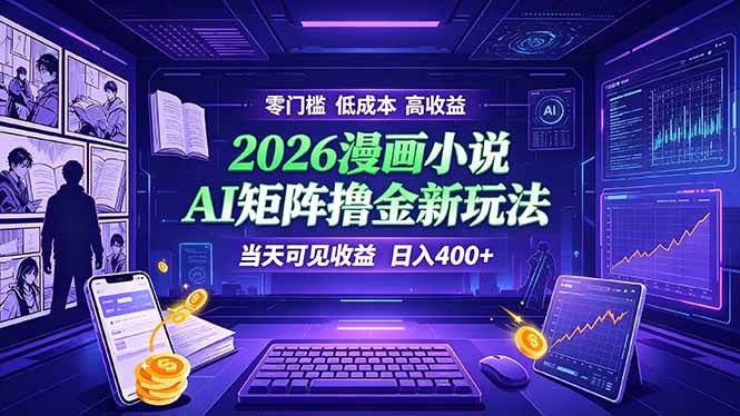 （19219期）爆款小说漫画大阅读 ai矩阵操作 当天可见收益 日入400+ 零门槛 高收益-52网创