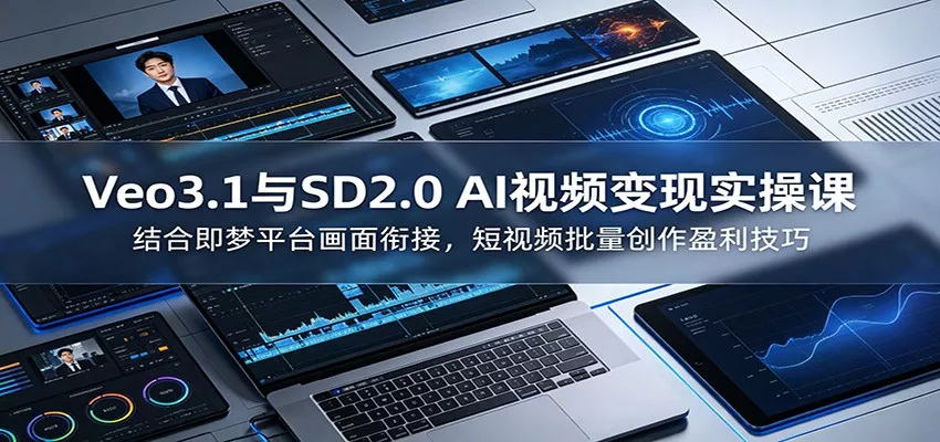 Veo3.1与SD2.0 AI视频变现实操课课：结合即梦平台画面衔接，短视频批量创作盈利技巧 - 52网创-52网创