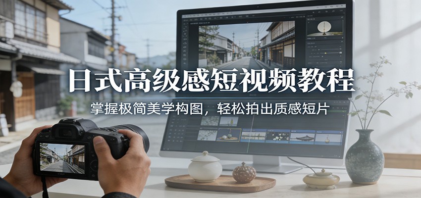 日式高级感短视频教程：掌握极简美学构图，轻松拍出质感短片-52网创