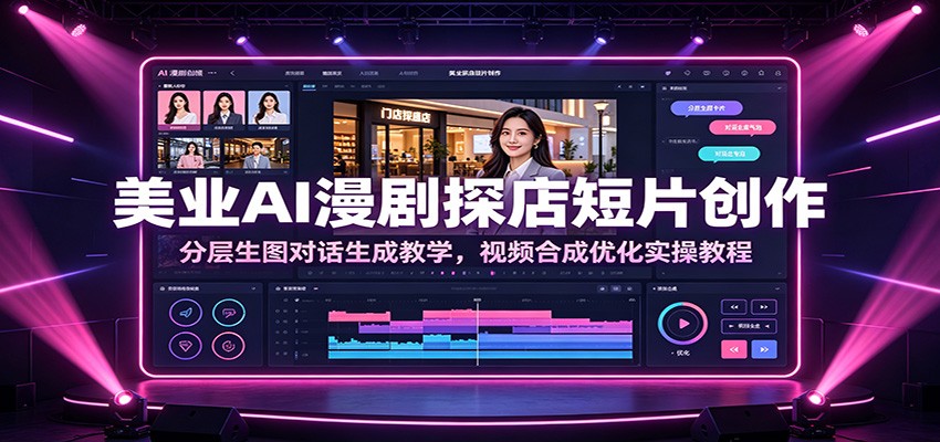 美业AI漫剧探店短片创作：分层生图对话生成教学，视频合成优化实操教程-52网创
