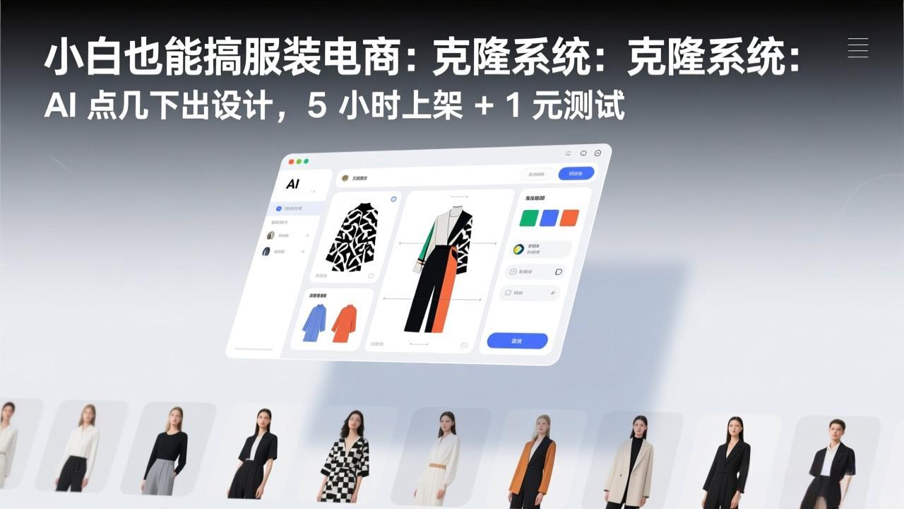 小白也能搞服装电商：克隆系统：AI 点几下出设计，5 小时上架 + 1 元测试 - 52网创-52网创