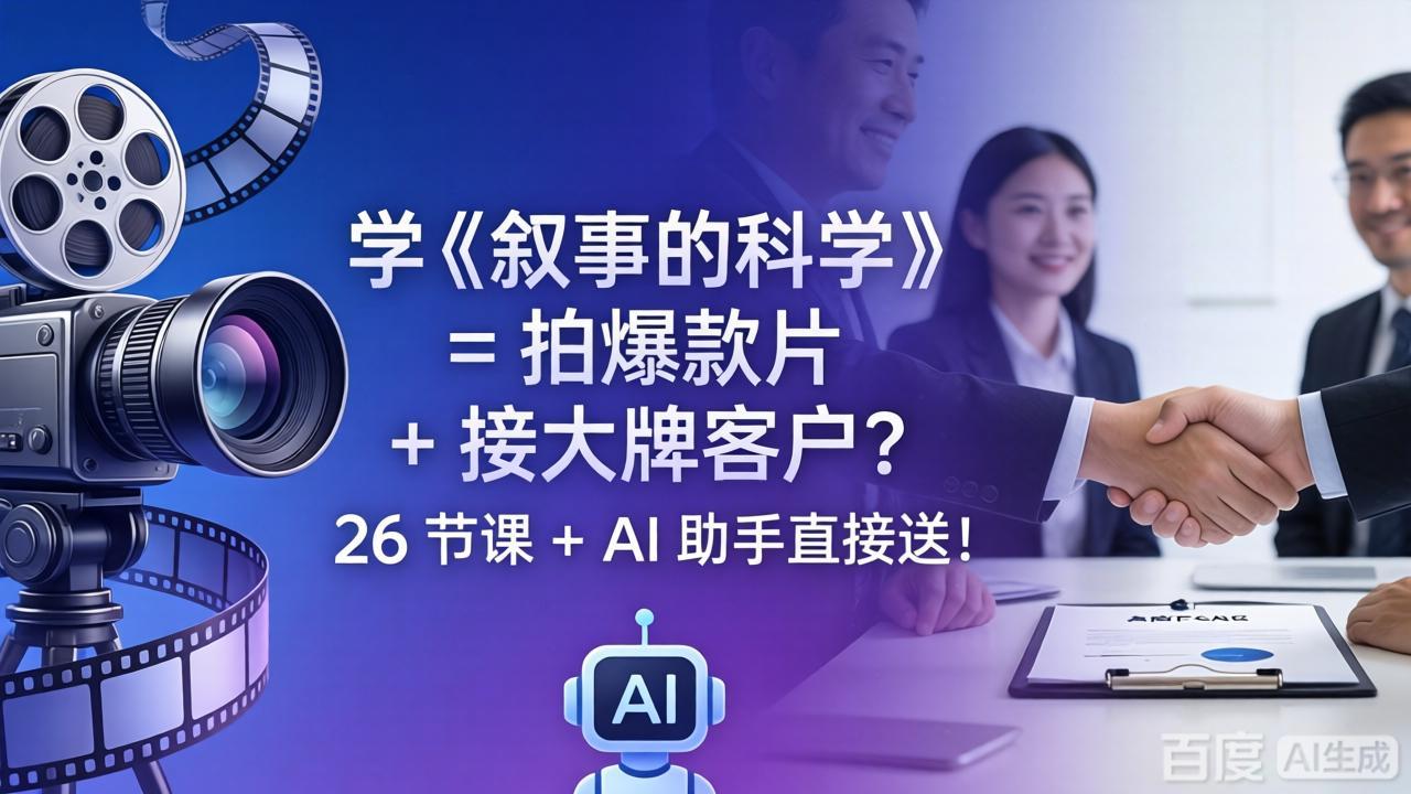 学《叙事的科学》= 拍爆款片 + 接大牌客户？26 节课 + AI 助手直接送！-52网创