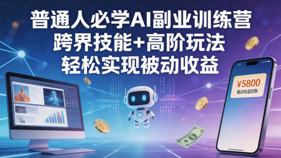 普通人必学AI副业训练营跨界技能+高阶玩法轻松实现被动收益-52网创