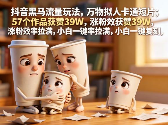 抖音黑马流量玩法，万物拟人卡通短片，57个作品获赞39W，涨粉效率拉满，小白一键复刻，保姆级拆解 - 52网创-52网创