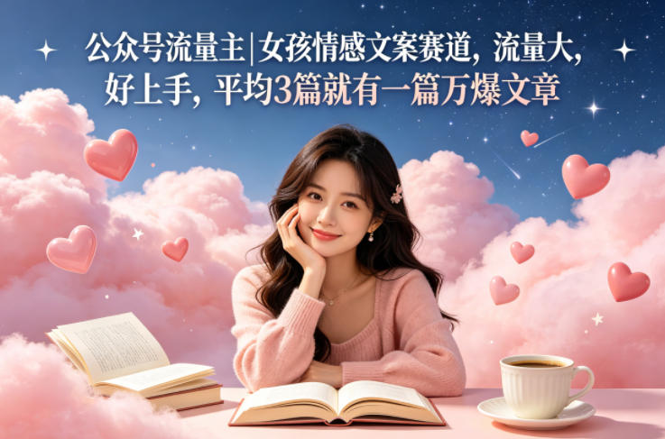 公众号流量主女孩情感文案赛道，流量大，好上手，平均3篇就有一篇万爆文章 - 52网创-52网创