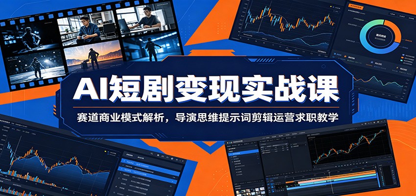AI短剧变现实战课：赛道商业模式解析，导演思维提示词剪辑运营求职教学-52网创
