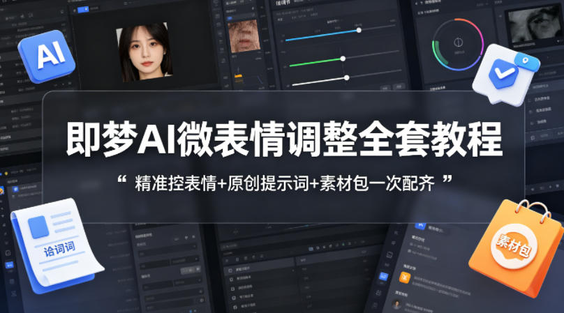 即梦AI微表情调整全套教程，精准控表情+原创提示词+素材包一次配齐 - 52网创-52网创