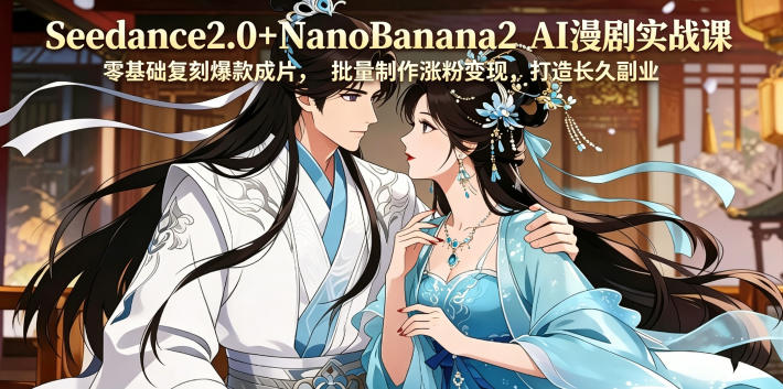 Seedance2.0+NanoBanana2 AI漫剧实战课，零基础复刻爆款成片涨粉变现，打造长久副业收益 - 52网创-52网创