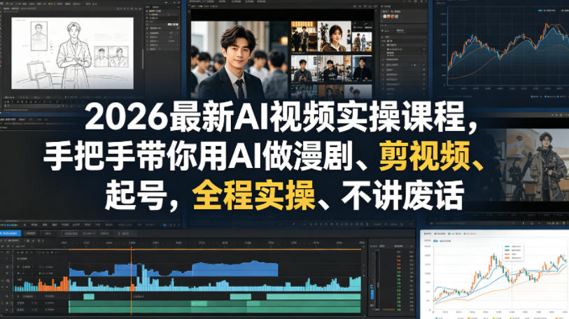 2026最新AI视频实操课程，手把手带你用AI做漫剧、剪视频、起号，全程实操、不讲废话 - 52网创-52网创