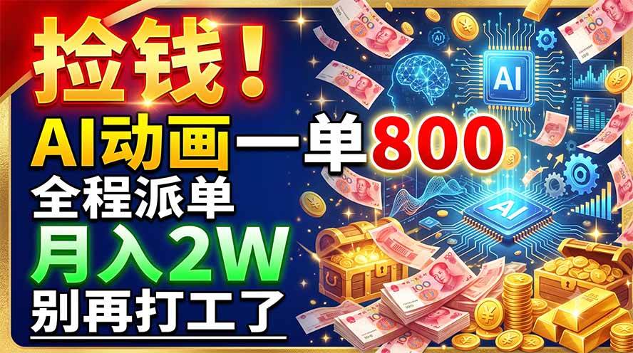 （19330期）捡钱！AI动画一单800，全程派单，月入2W，别再打工了 - 52网创-52网创