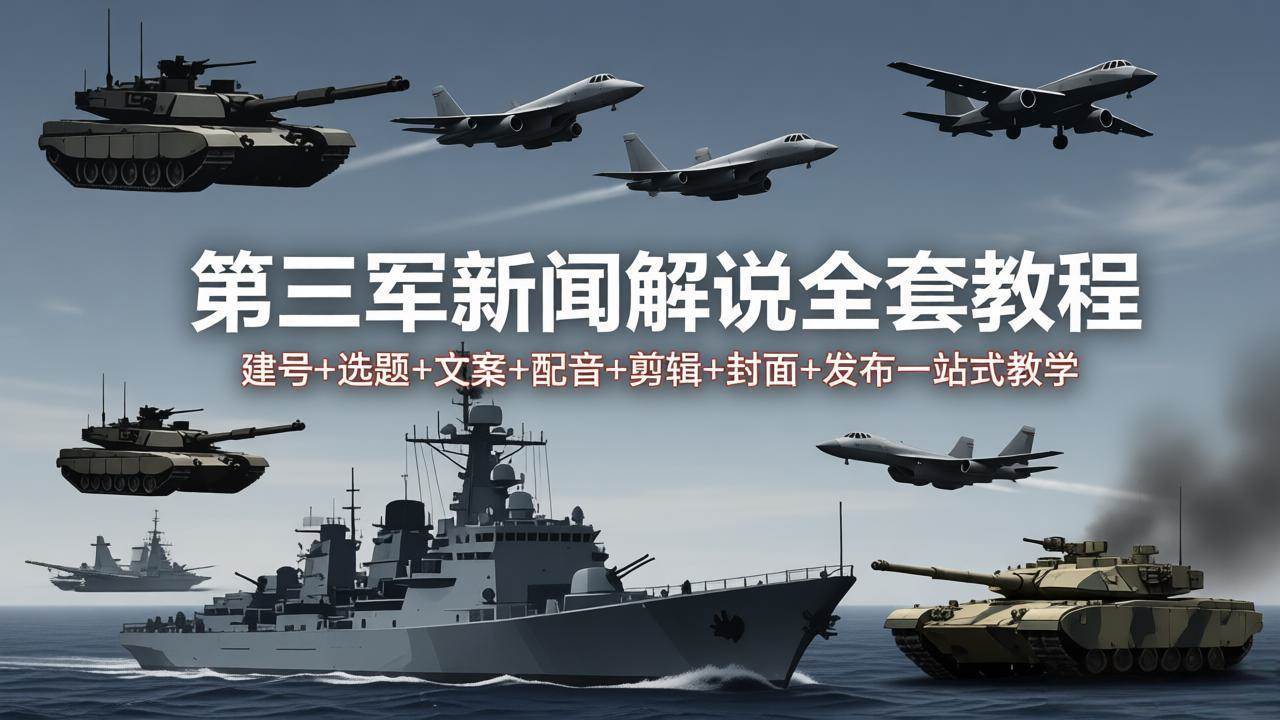 （18081期）第三军迷新闻解说全套教程：建号+选题+文案+配音+剪辑+封面+发布一站式教学 - 52网创-52网创