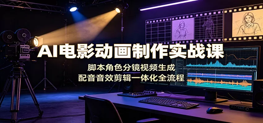AI电影动画制作实战课：脚本角色分镜视频生成，配音音效剪辑一体化全流程 - 52网创-52网创