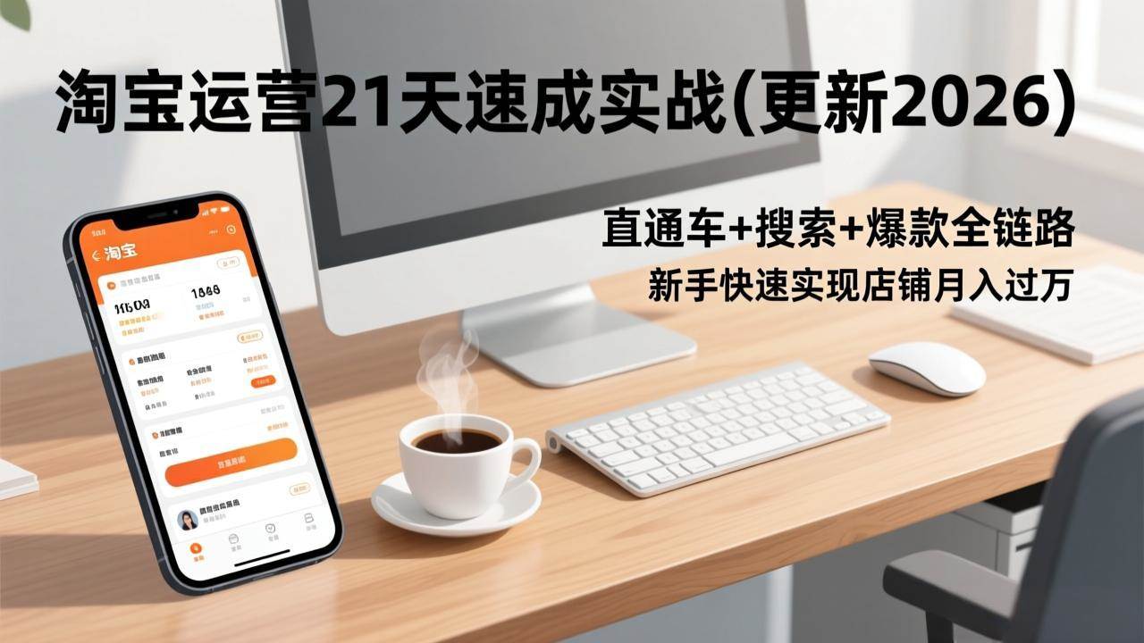 （17201期）淘宝运营21天速成实战(更新2026)，直通车+搜索+爆款全链路，新手快速实现店铺月入过万-52网创