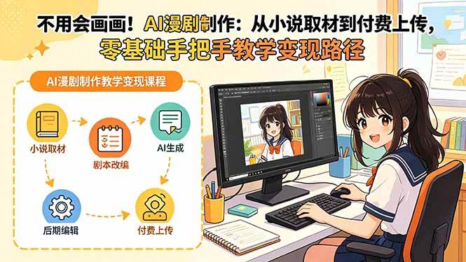 （18439期）不用会画画！AI漫剧制作：从小说取材到付费上传，零基础手把手教学变现路径 - 52网创-52网创