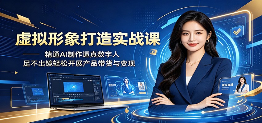 虚拟形象打造实战课：精通AI制作逼真数字人，足不出镜轻松开展产品带货与变现 - 52网创-52网创