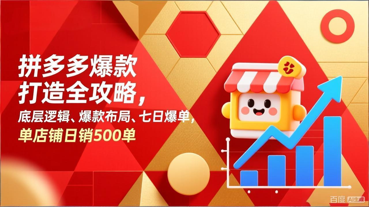 拼多多爆款打造全攻略，底层逻辑、爆款布局、七日爆单，单店铺日销500单 - 52网创-52网创