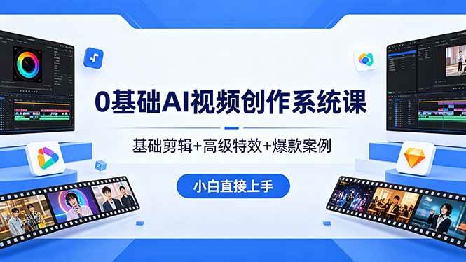 （18354期）0基础AI视频创作系统课，基础剪辑+高级特效+爆款案例，小白直接上手 - 52网创-52网创
