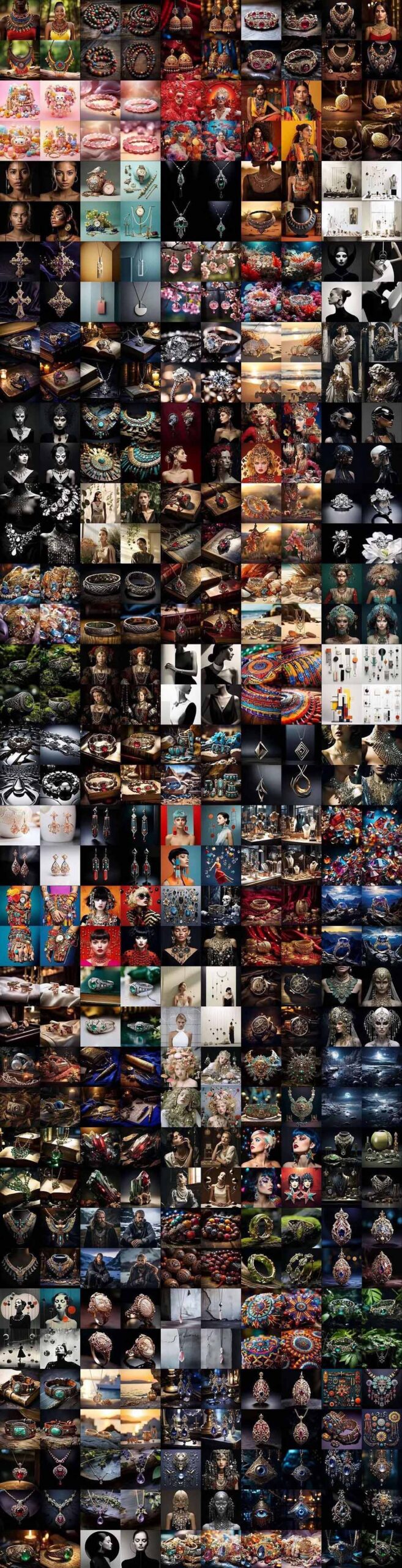 460+专业Midjourney珠宝摄影AI提示词+成效果图，戒指/项链/耳环/手链/宝石/及奢侈配饰等全品类-52网创