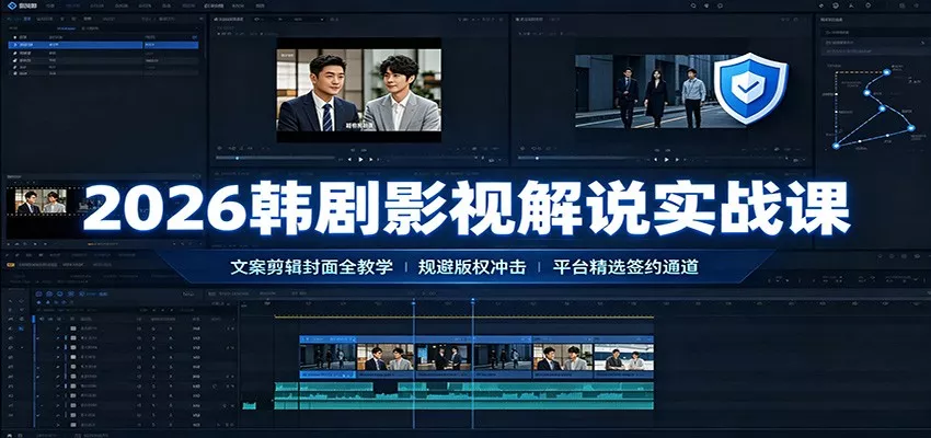 2026韩剧影视解说实战课：文案剪辑封面全教学，规避版权冲击平台精选签约通道 - 52网创-52网创