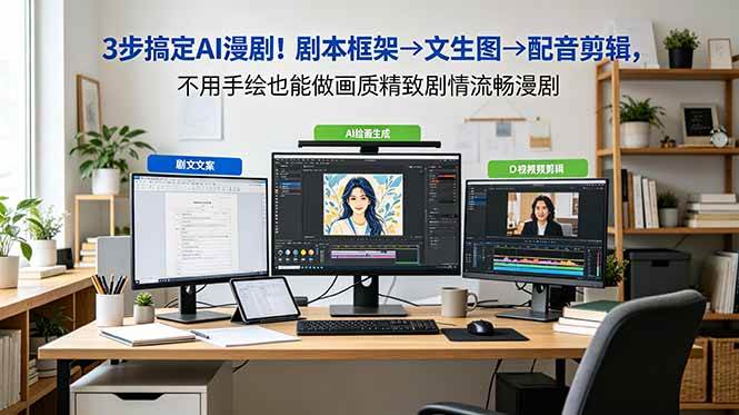 （18866期）3步搞定AI漫剧！剧本框架→文生图→配音剪辑，不用手绘也能做画质精致剧情流畅漫剧-52网创