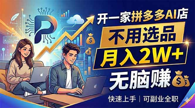 （18520期）开一家拼多多AI店，不用选品，月入2W+，无脑赚，可副业全职 - 52网创-52网创