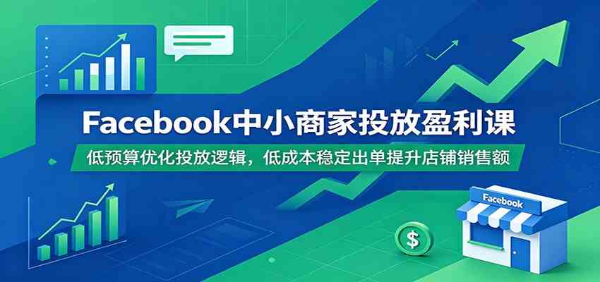 Facebook中小商家投放盈利课：低预算优化投放逻辑，低成本稳定出单提升店铺销售额 - 52网创-52网创