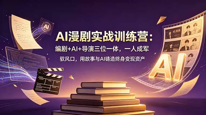 AI漫剧实战训练营：编剧+AI+导演三位一体，一人成军 驭风口，用故事与AI铸造终身变现资产 - 52网创-52网创