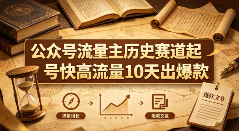 公众号流量主之历史赛道，起号快+高流量，10天就能出爆款！ - 52网创-52网创