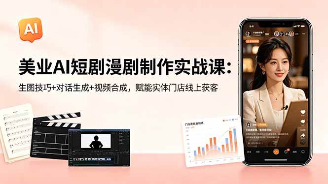 （18536期）美业AI短剧漫剧制作实战课：生图技巧+对话生成+视频合成，赋能实体门店线上获客 - 52网创-52网创