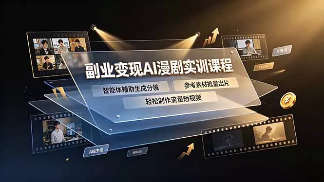 副业变现AI漫剧实训课程，智能体辅助生成分镜，参考素材批量出片，轻松制作流量短视频-52网创