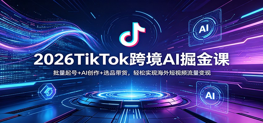 2026TikTok跨境AI掘金课：批量起号+AI创作+选品带货，轻松实现海外短视频流量变现 - 52网创-52网创