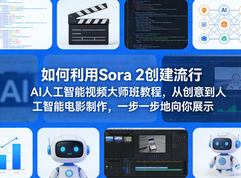 如何利用Sora 2创建流行AI人工智能视频大师班教程，从创意到人工智能电影制作，一步一步地向你展示-52网创
