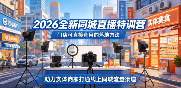 2026全新同城直播特训营，门店可直接套用的落地方法，助力实体商家打通线上同城流量渠道-52网创