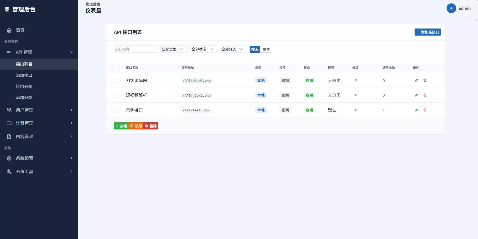 最新更新API管理系统源码 API计费 全开源 - 52网创-52网创