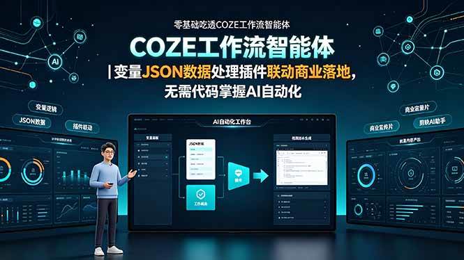 （19243期）零基础吃透COZE工作流智能体｜变量JSON数据处理插件联动商业落地，无需代码掌握AI自动化 - 52网创-52网创