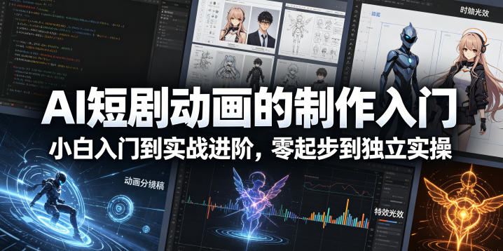 AI短剧动画的制作入门，小白入门到实战进阶，零起步到独立实操 - 52网创-52网创