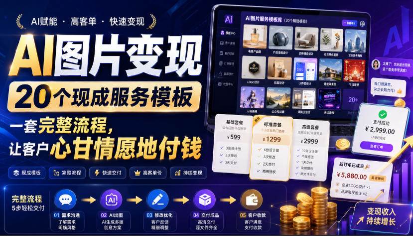 （19395期）AI图片变现，20个现成服务模板，一套完整流程，让客户心甘情愿地付钱【原创双语字幕】 - 52网创-52网创